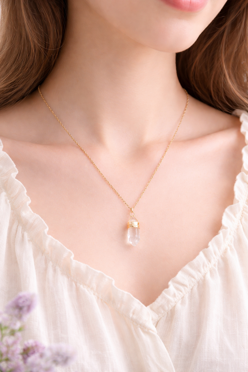 Pendentif en Cristal de Roche - Le Miroir d'Étoiles