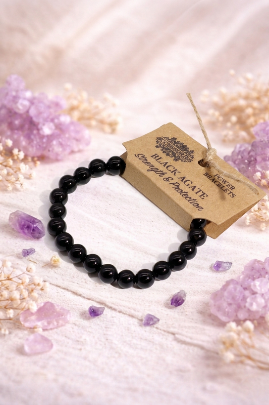 Bracelet Bouclier en Agate Noire